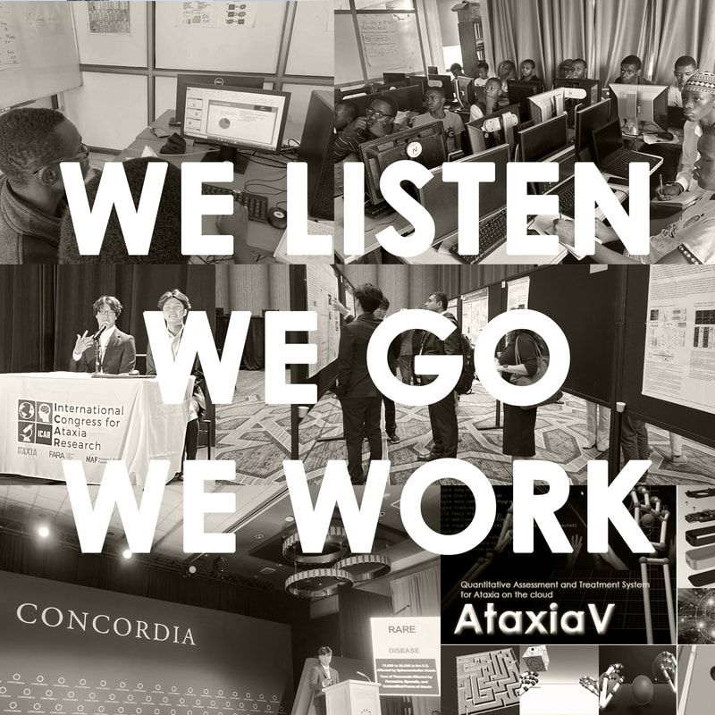 A collage of AtaxiaV presentations and screens at the ICAR ataxia research congress