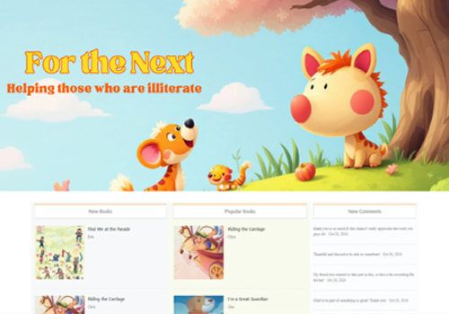 The For the Next website, with a cartoon fox and mouse