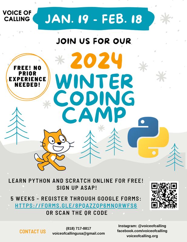 2024 Winter Coding Camp flyer