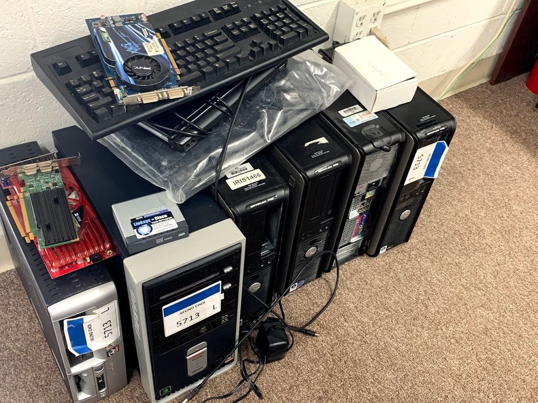 A stack of used computers