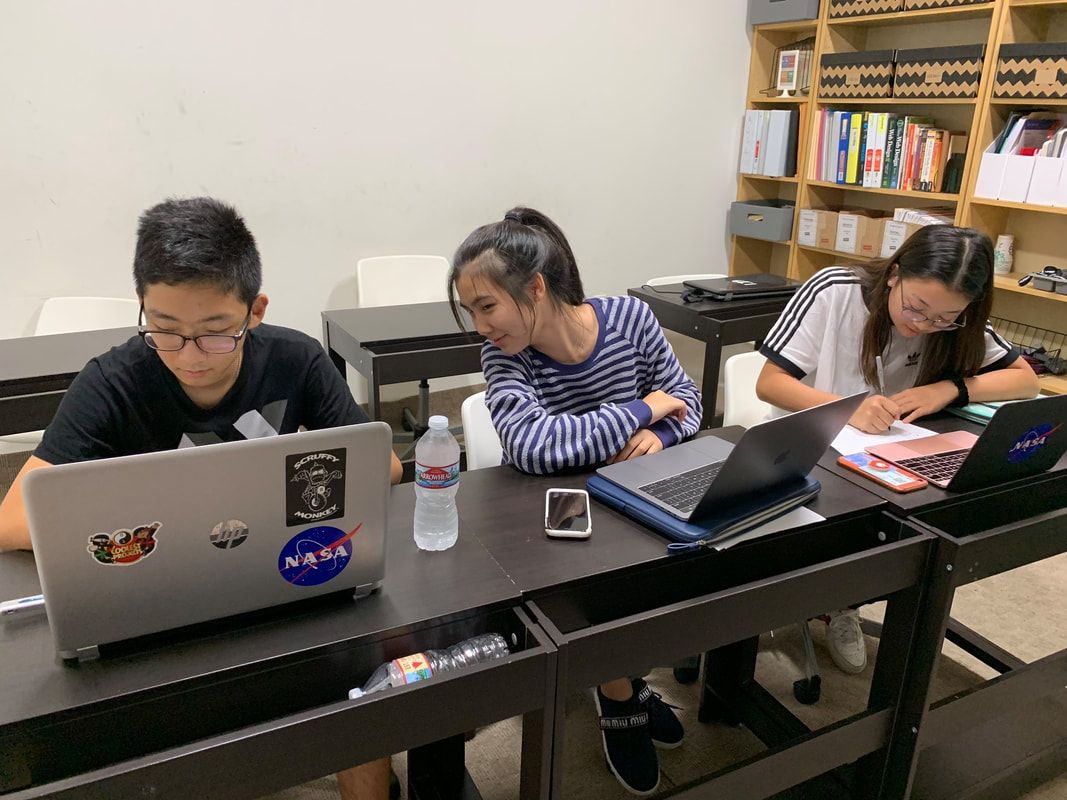Members working on laptops