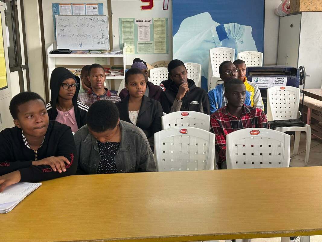 Students gathered at a table
